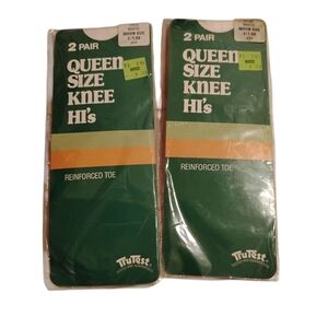 Vintage White Stockings Queen Size Knee High Nylon Wide Calf Comfort Top Bundle